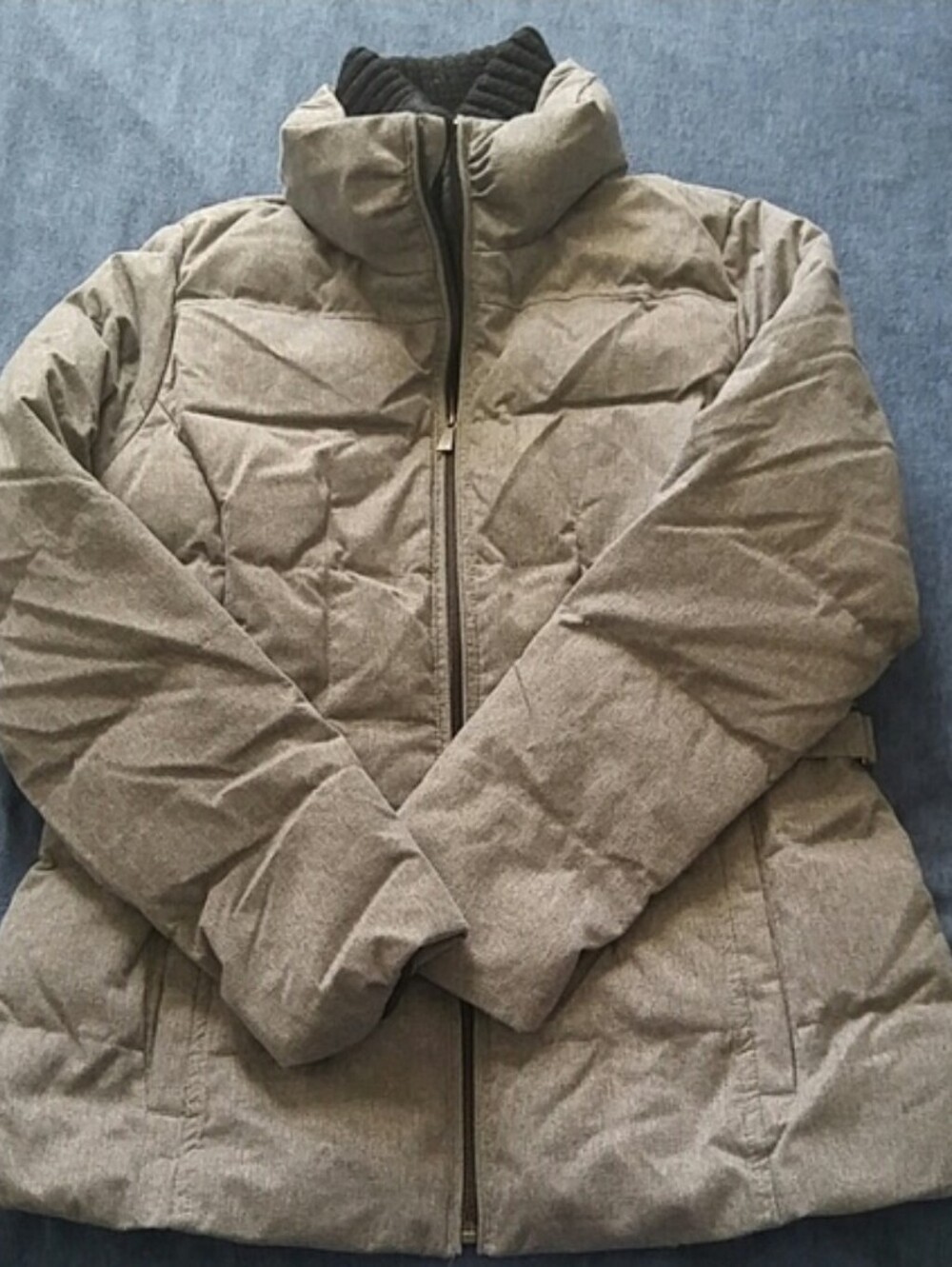 Ladies Gray/Grey Down Jacket with Knit Collar